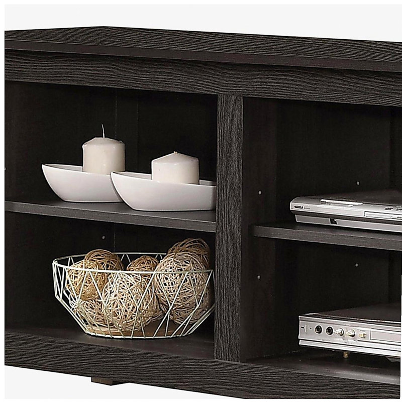 Benito deep grey 70-inch W TV cabinet, with open shelves and cable management, Dark Gray