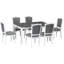 Ensemble de table de salle à manger extensible 7 pièces Rustic avec 6 chaises rembourrées et 2 tiroirs, gris foncé 78 po + blanc-329188329-329188328