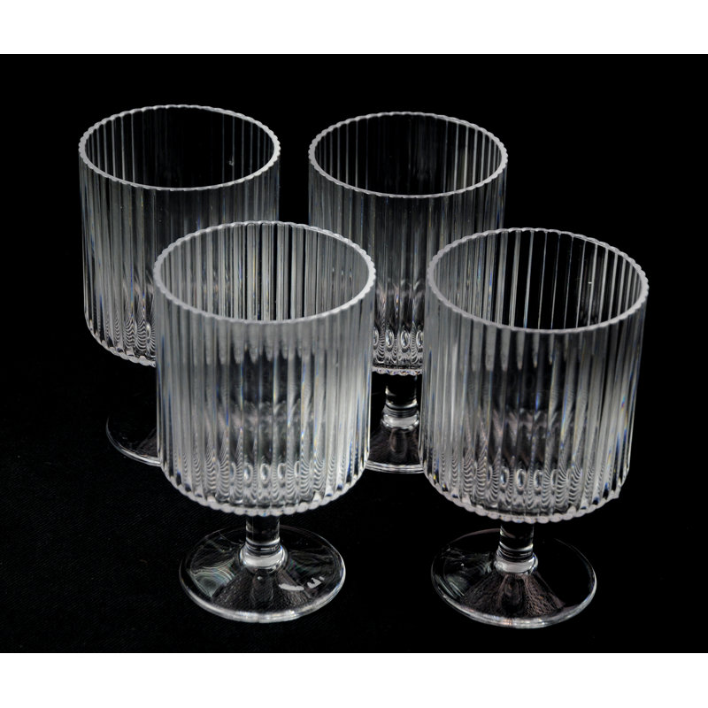 Daniyar Ridged 440ml Acrylic Goblet x 4, Clear