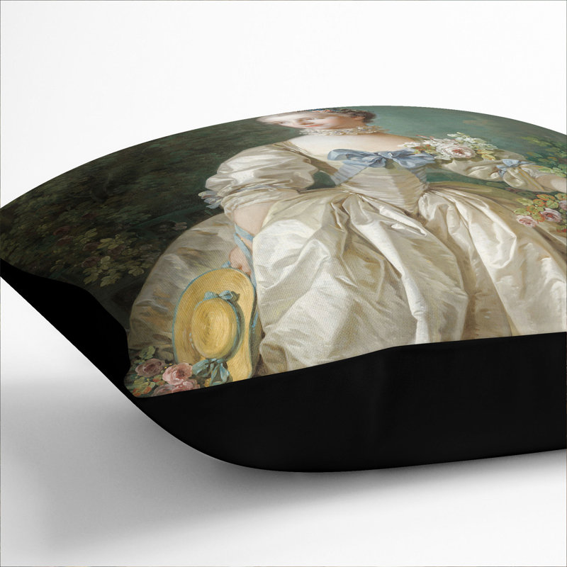 Madame Bergeret Square Throw Cushion, Black, 40cm H x 40cm W x 15cm D