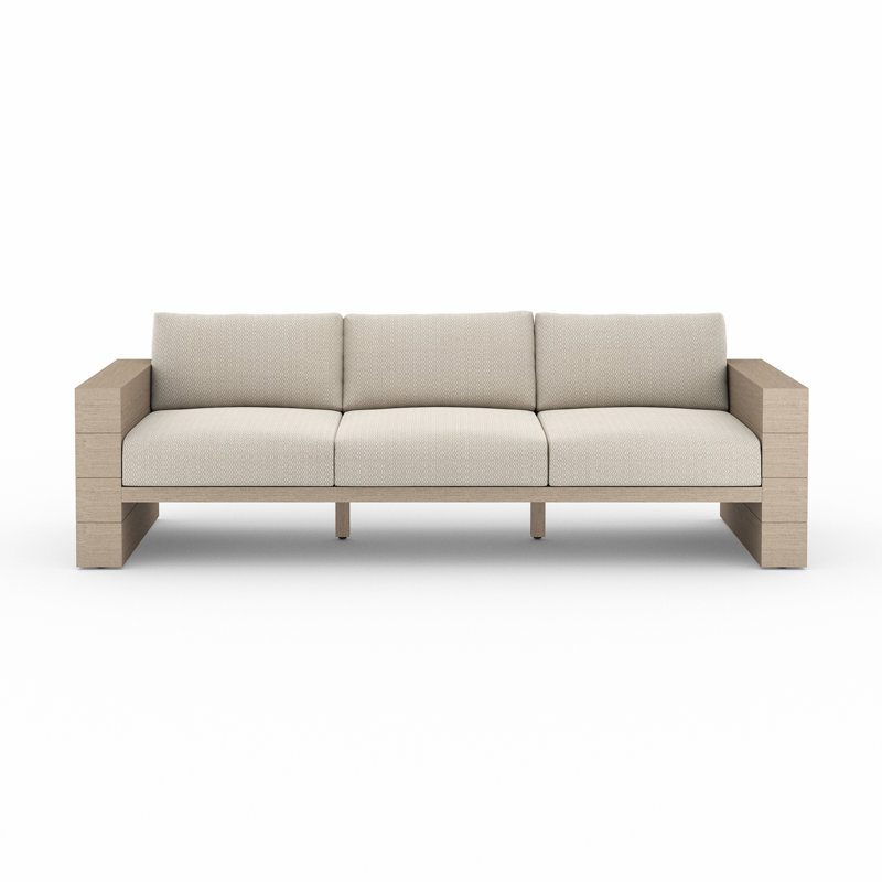 Tsubaki 96" Wide Patio Sofa, Washed Brown, Charcoal Polypropylene/Olefin
