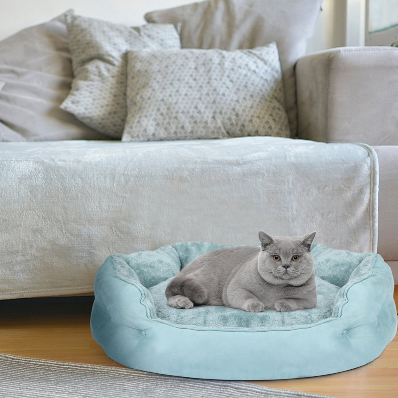 Lit rond pour chat, Bleu délavé, Petit (L 20 po x l 19 po)