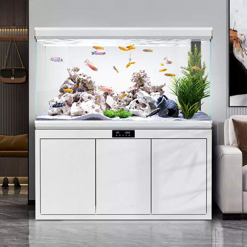 Nordic-Style Glass Arowana Aquarium Tank, 26.42 Gallon (61.02"H x 45.67"W x 15.75"D), White