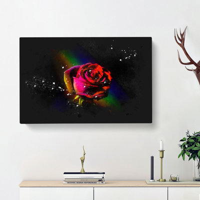 Rainbow Upon A Red Rose - Wrapped Canvas Painting
