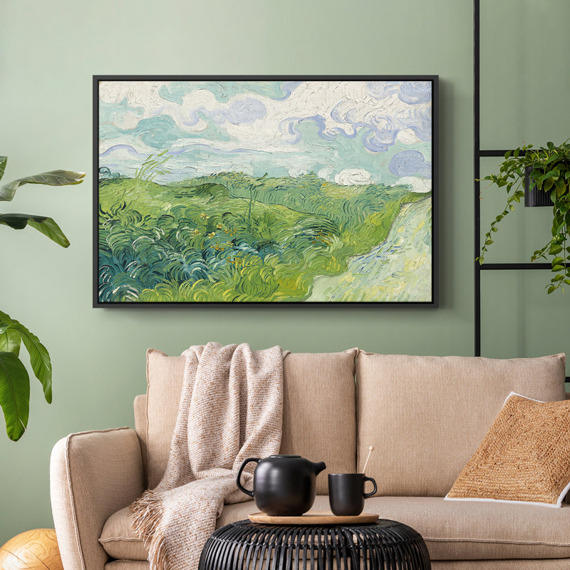 Green Wheat Field, Auvers, 1890 - Vincent van Gogh, toile tendue avec châssis, 24 po x 36 po, Noyer