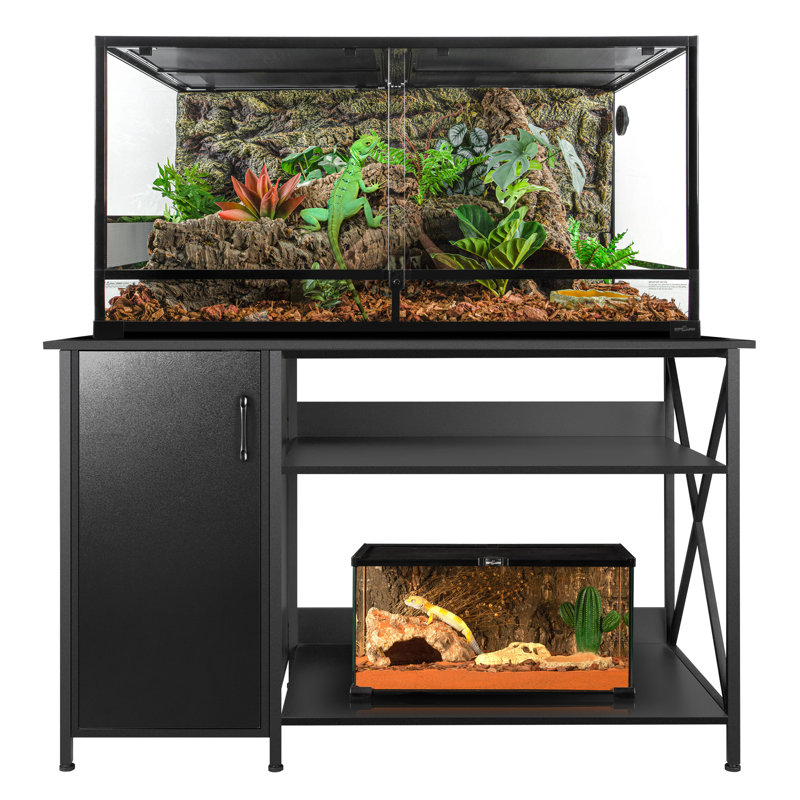 REPTIZOO 55-75 Gallon Metal Reptile And Aquarium Stand, Black