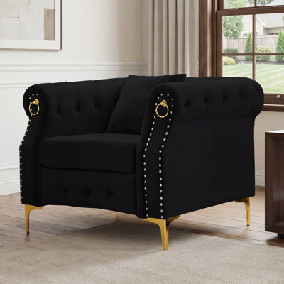  40.9'' Elegant Comfort Velvet Upholstered Armchair with Tufted Design