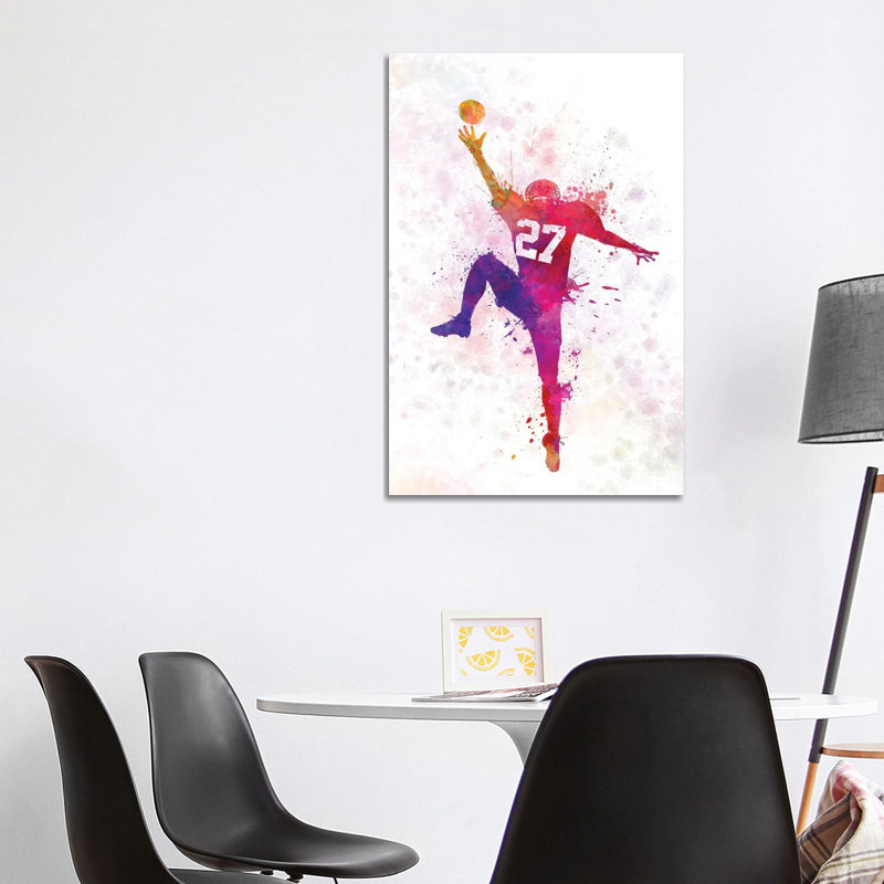 American Football Player Catching Receiving IV 1 Piece Wrapped Canvas Painting, 101.6 cm H x 66.04 cm W