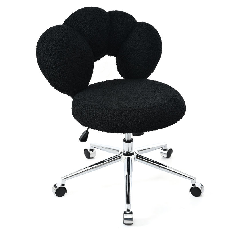 Black Chair With Construction And Adjustable Seat Height Bedroom Rotating Thick Sponge