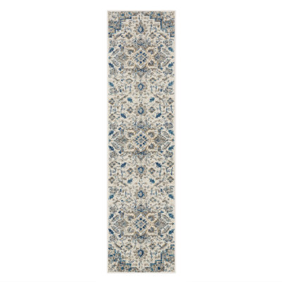Helen Blue Floral Ornamental Medallion Area Rug