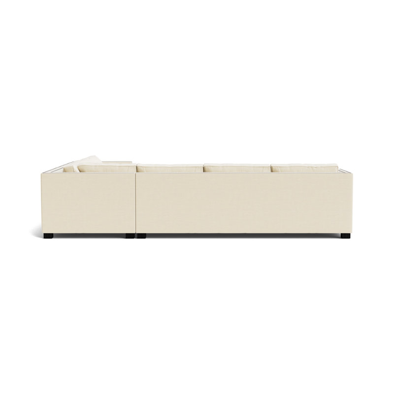 Keaton Chaise Sectional, Brushed Nickel, Performance Linen - Cream, Black