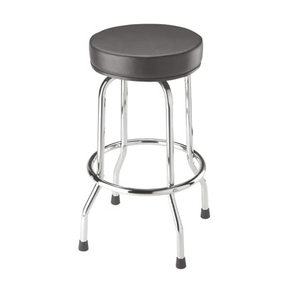 BIG RED Torin Swivel Bar Stool: Padded Garage/Shop Seat with Chrome Plated Legs, Black, 28.74" Tall, 18.5" Diameter