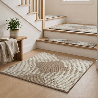 Non-Slip High-Low Boho Stair Treads Brown