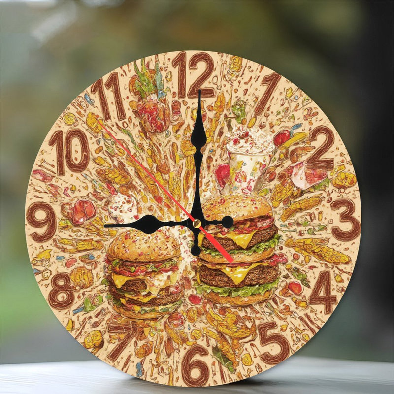 Numbers 1-12 Burger Clock Food Explosion