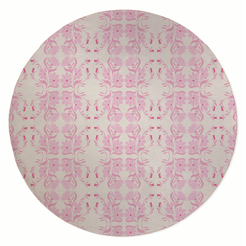 Groovy Flowers Area Rug, Round 5'