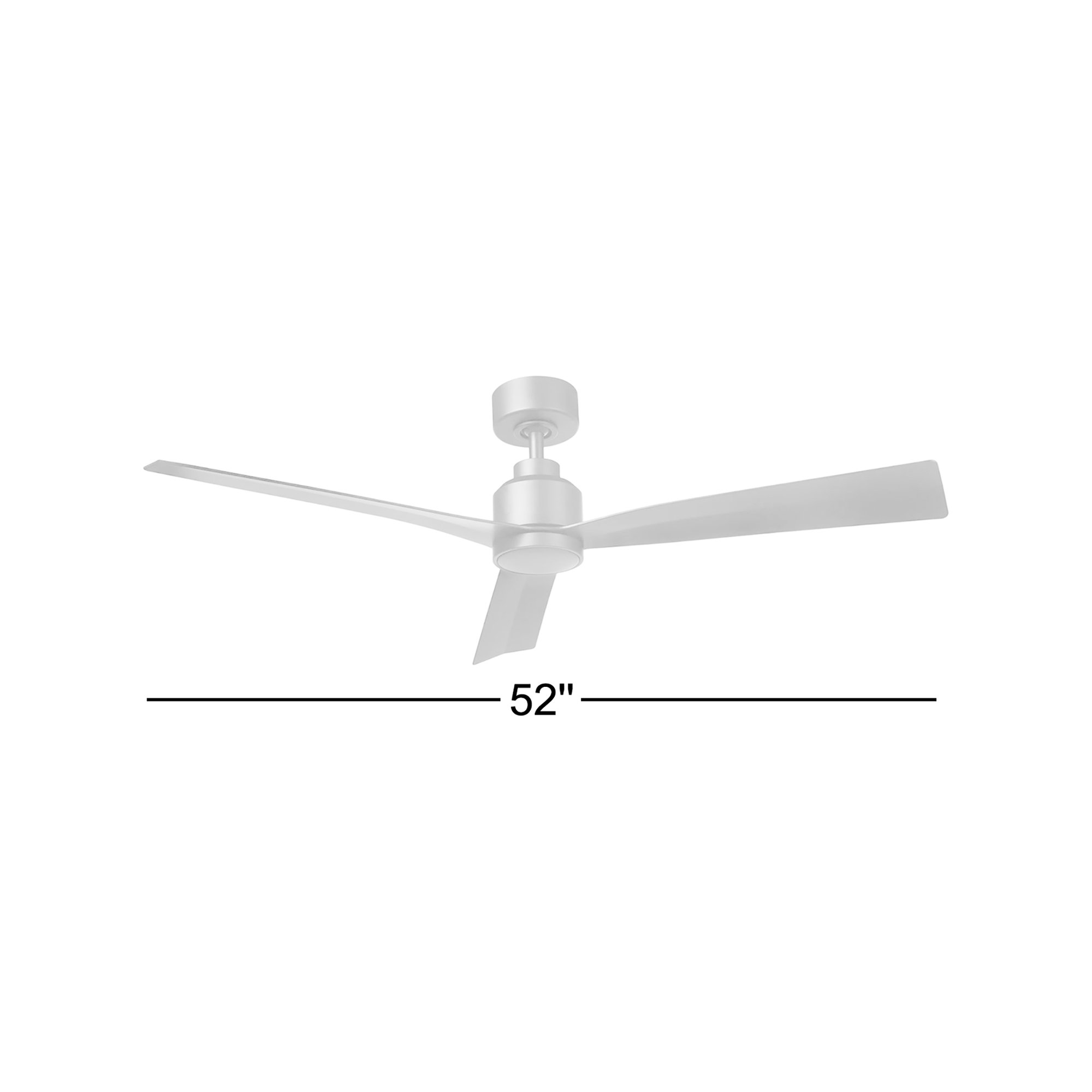 52" 3 Blade Smart Ceiling Fan with Remote Control Included, With Light Kit, Matte White