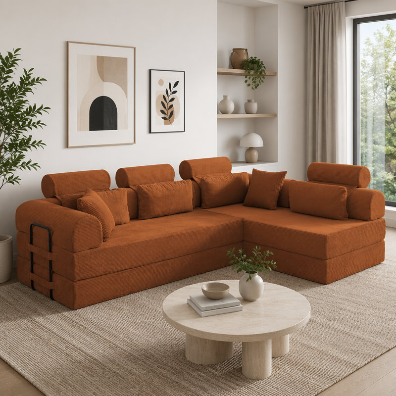 L shape Modular Sectional Sofa, Orange