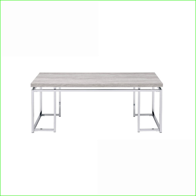 Chêne naturel Table basse chromée - Centre de table spacieux et moderne avec base stable