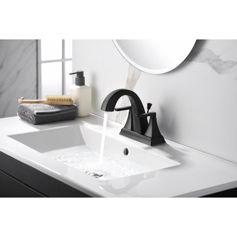Lotto Two-Handle Centerset Bathroom Faucet with Drain Assembly - Matte Black, Matte Black