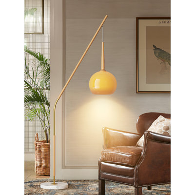 Lampe sur pied Mid-Century en fer forgé et verre Mid-Century