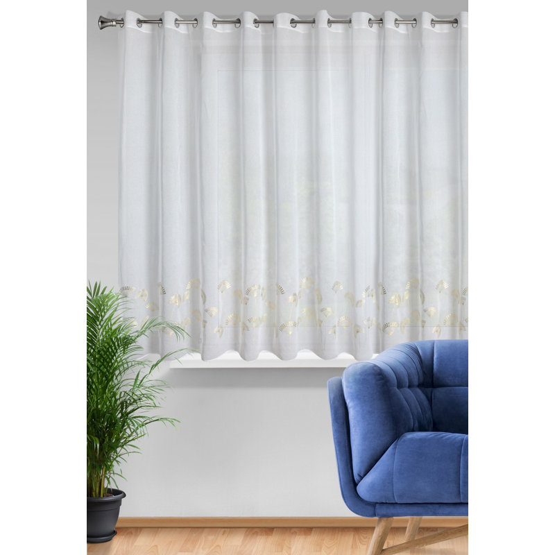 Sugarbush Sheer Curtain, 150cm H x 300cm W, White/Gold