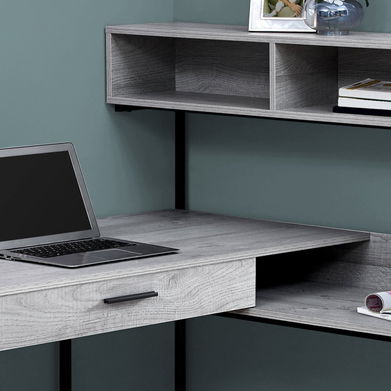 Bureau d'ordinateur, bureau personnel, coin, tiroirs de rangement, forme en L, travail, ordinateur portable, stratifié, métal, contemporain, moderne