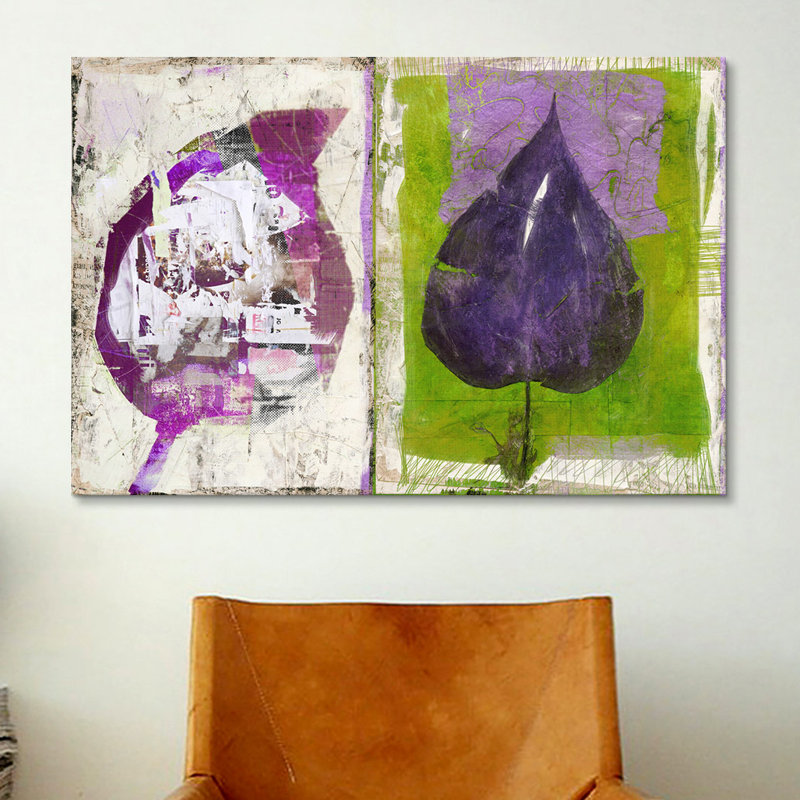 "# 2 Color Leaves" par Luz, impression sur toile, H 8 po x l 12 po x P 0,75 po, Toile tendue, Pas de tapis