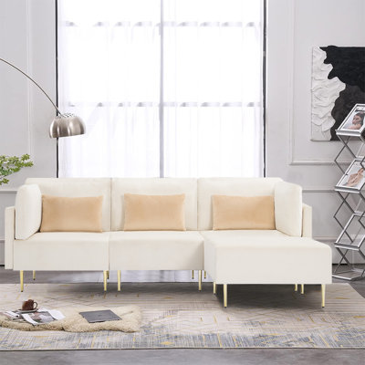 Aubryana Velvet L-Shaped Sectional