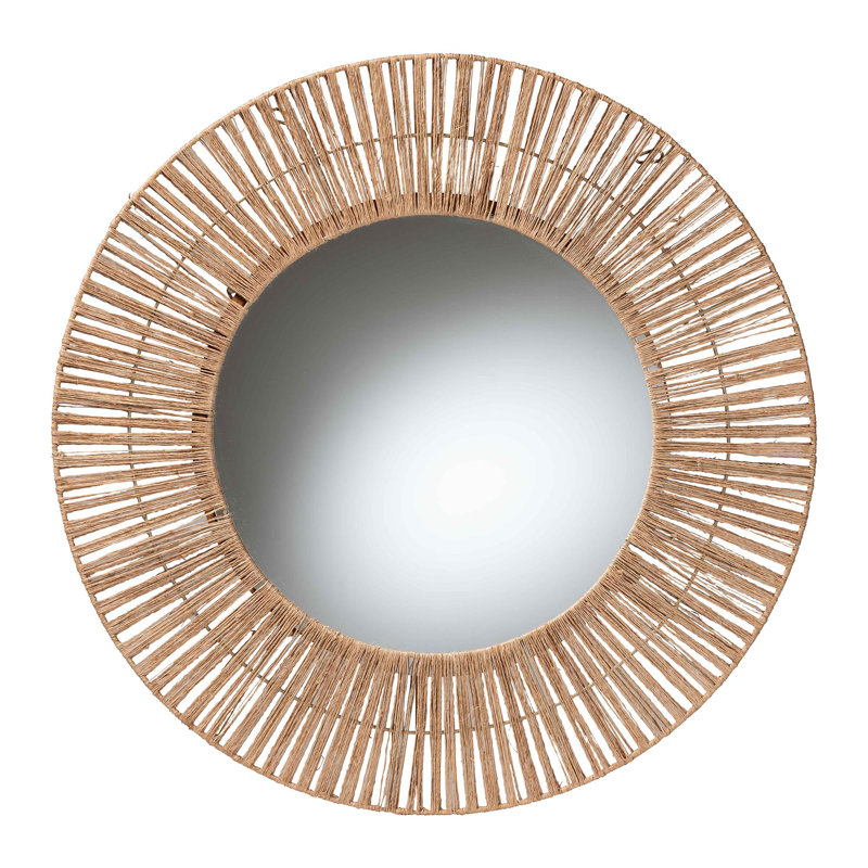 Aaban Round Seagrass Beveled Wall Mirror