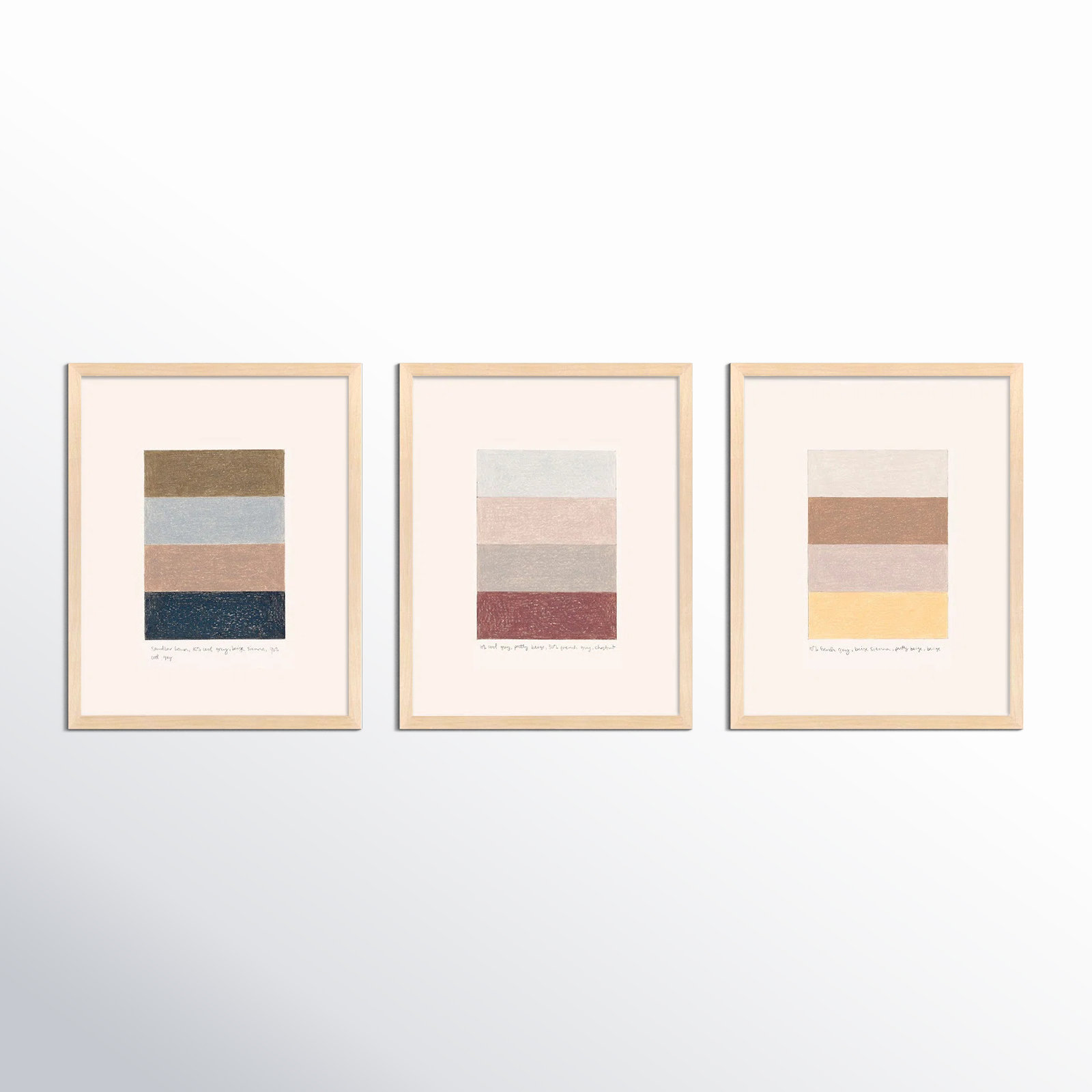 Rayburn "Stacks" 3-Piece Painting Set, Maple Framed, 25" H x 20" W x 1.25" D