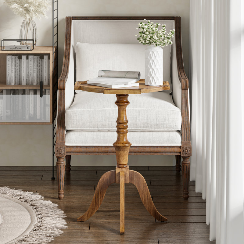 Farmhouse Wood Pedestal End Table