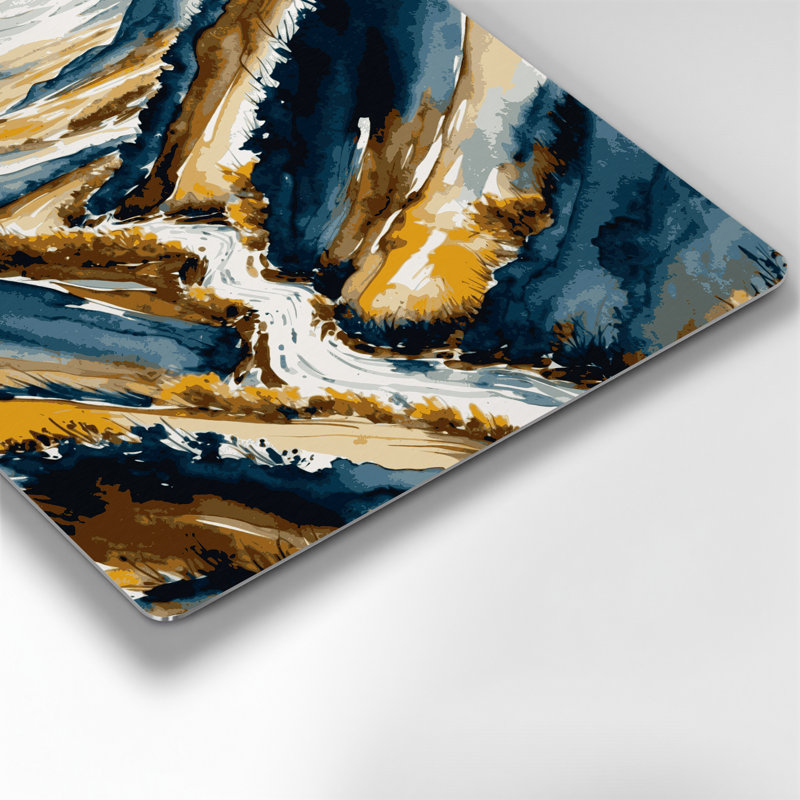 Aquarelle, paysage, 39, art mural en métal beige, H 8 po x l 8 po