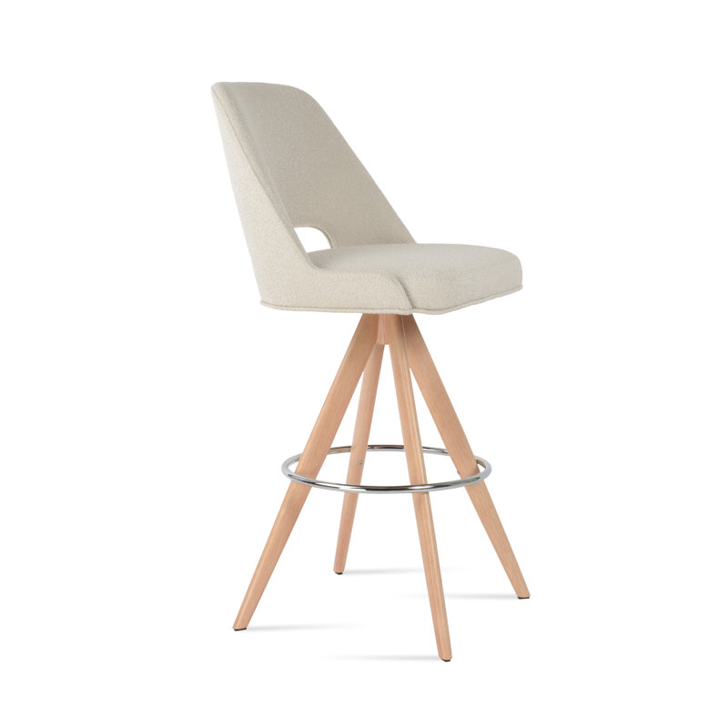 Tabouret de bar et de comptoir Marash Pyramid, Naturel, Gris clair, Tabouret de bar (siège d'une hauteur de 29 po)