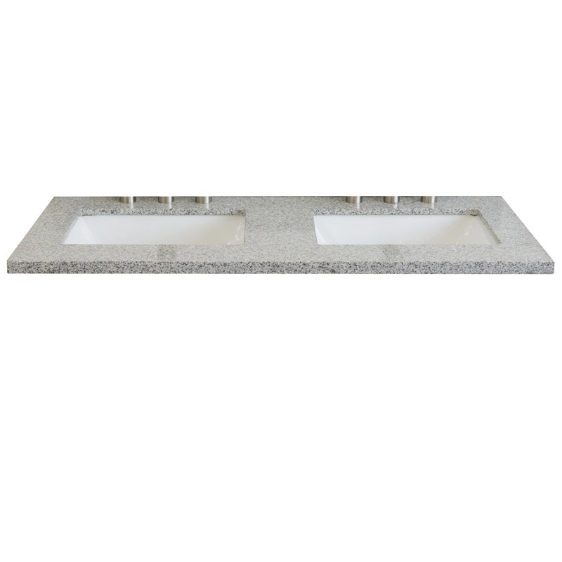 Plateau de meuble-lavabo double 49 po avec lavabo, Granite