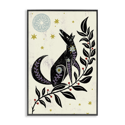Howling Winter Wolf Framed Giclee, design by Hannah Moren