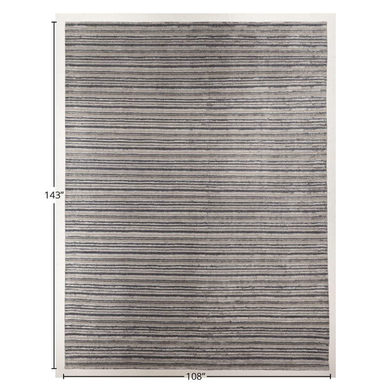 Handmade Cotton and Silk Striped Area Rug
