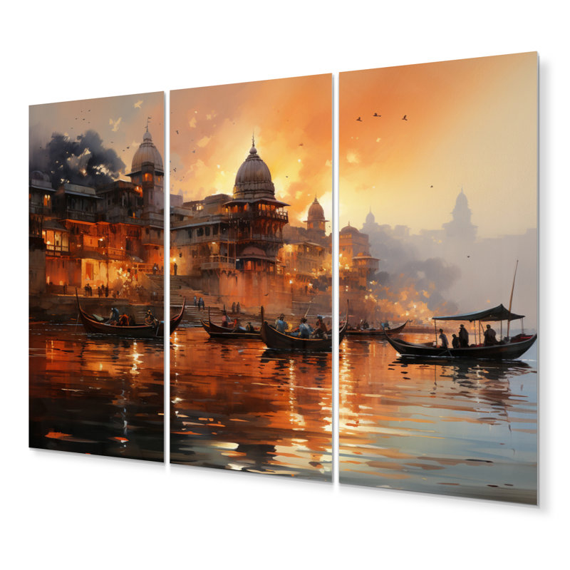 «Indian Art Sunset At», ensemble de reproductions d'art mural en métal
