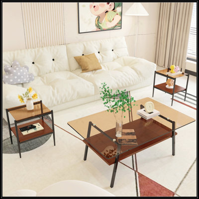 Ensemble de 3 tables basses et tables de bout