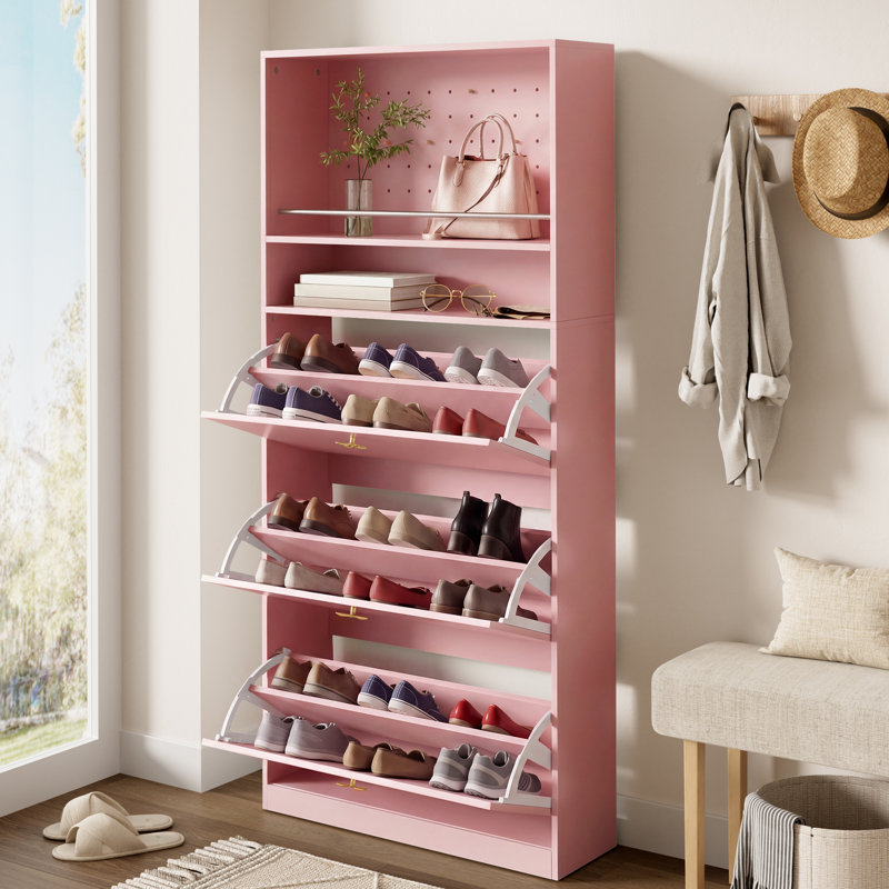 18 Pair Shoe Storage Cabinet, Pink
