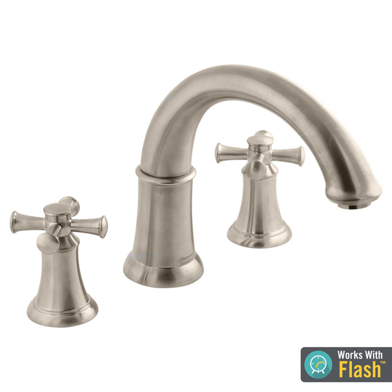 Garniture de robinet de baignoire romaine à fixation sur plateau à poignées doubles Portsmouth, Nickel brossé
