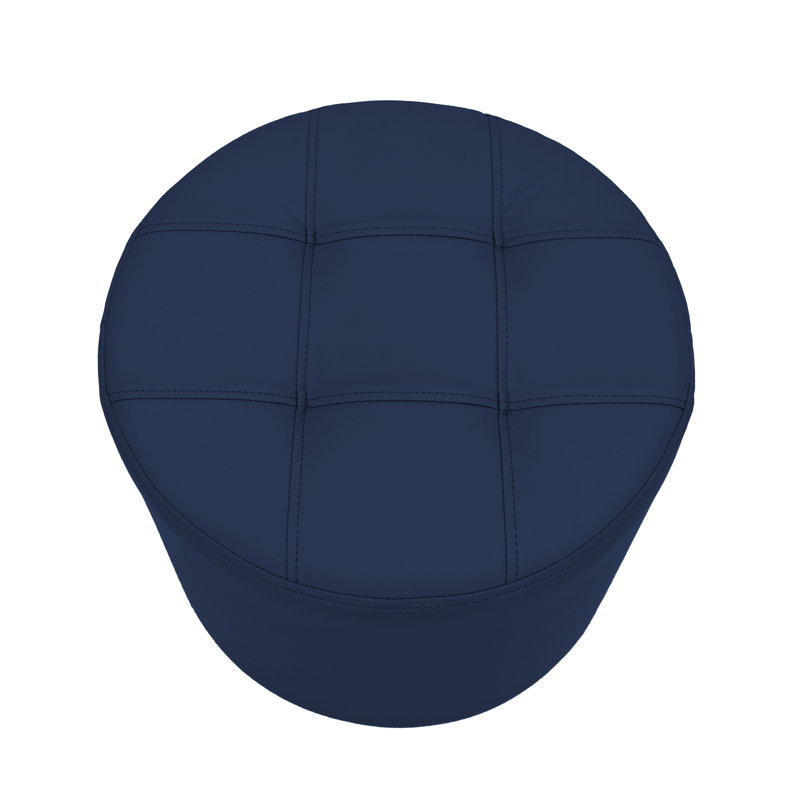 Faux Leather Ottoman, Navy Faux Leather