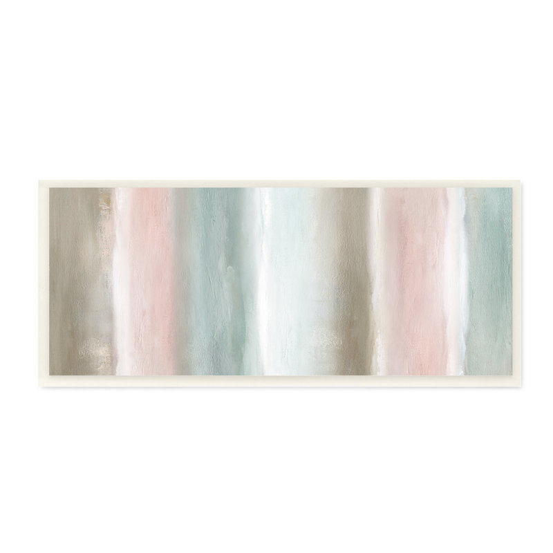 Abstrait flou rayé vert pastel doux par Nan - reproduction d'art, H 7 po x l 17 po, Bois