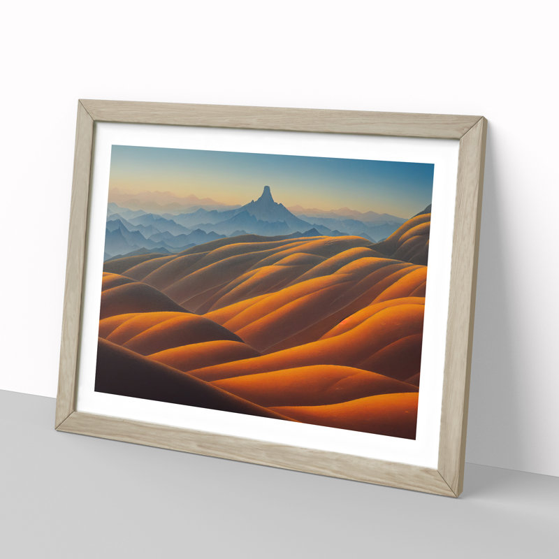 Excellent Mountain Landscape 1 Piece Single Picture Frame Painting, 25cm H x 34cm W x 2cm D, Oak