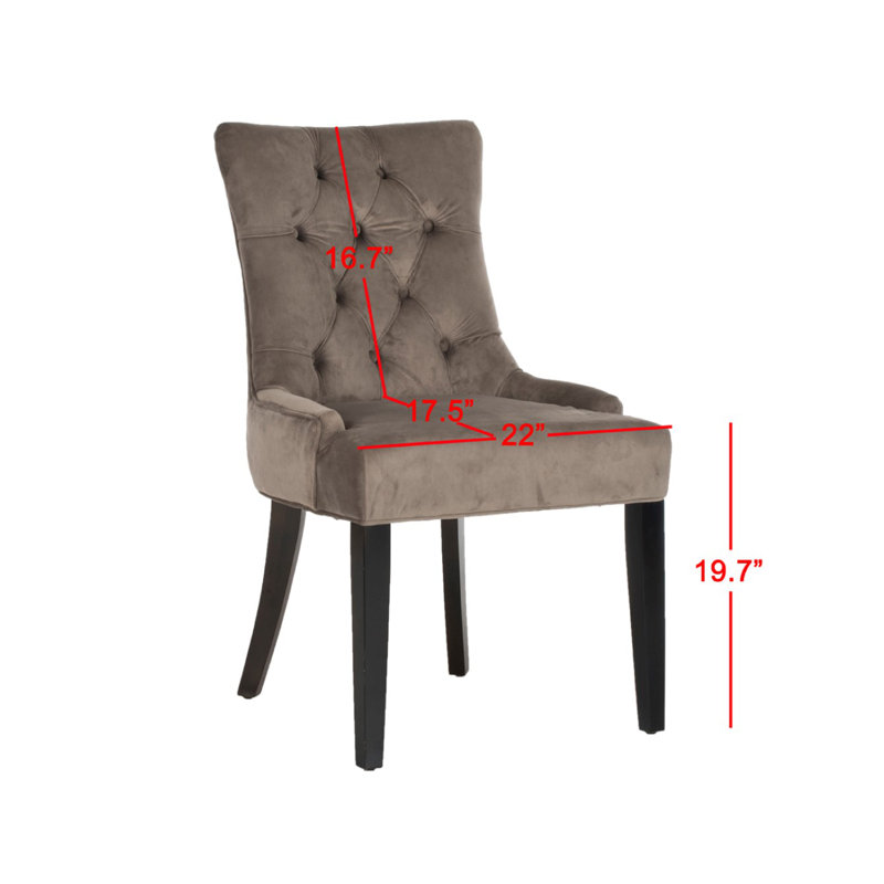 19.5'' H Upholstered Side Chair, Rustic Oak, Gray
