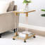 Table d'appoint dorée, plateau en verre carré en acrylique de forme C, facile à assembler, assemblage simple trempé de 5 mm,