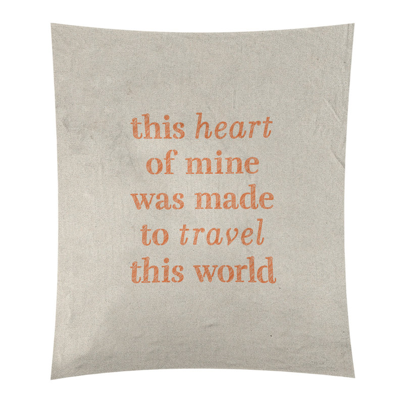 Tapisserie de polyester, voyage d’amour, H 27,5 po x l 37,5 po, Blanc / Orange
