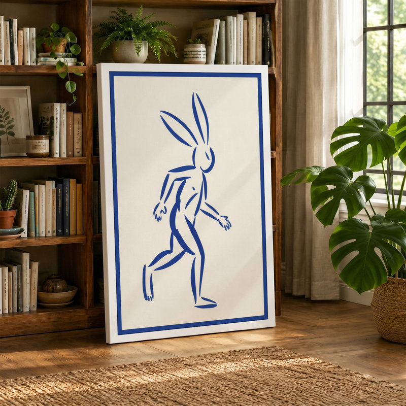 Leaping Hare Minimalist - Wrapped Canvas, 18x12 - 45.7 x 30.5 cm, Sage Border
