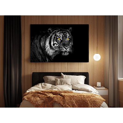 Black and White Tiger on High-Quality Canvas Print - Handcrafted Wall Decor - Stylish Art - Gift - Wall Decor, Painting Reproduction