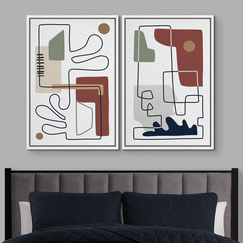 Mid Century Shape 2 - Pieces, White, 36" H x 48" W