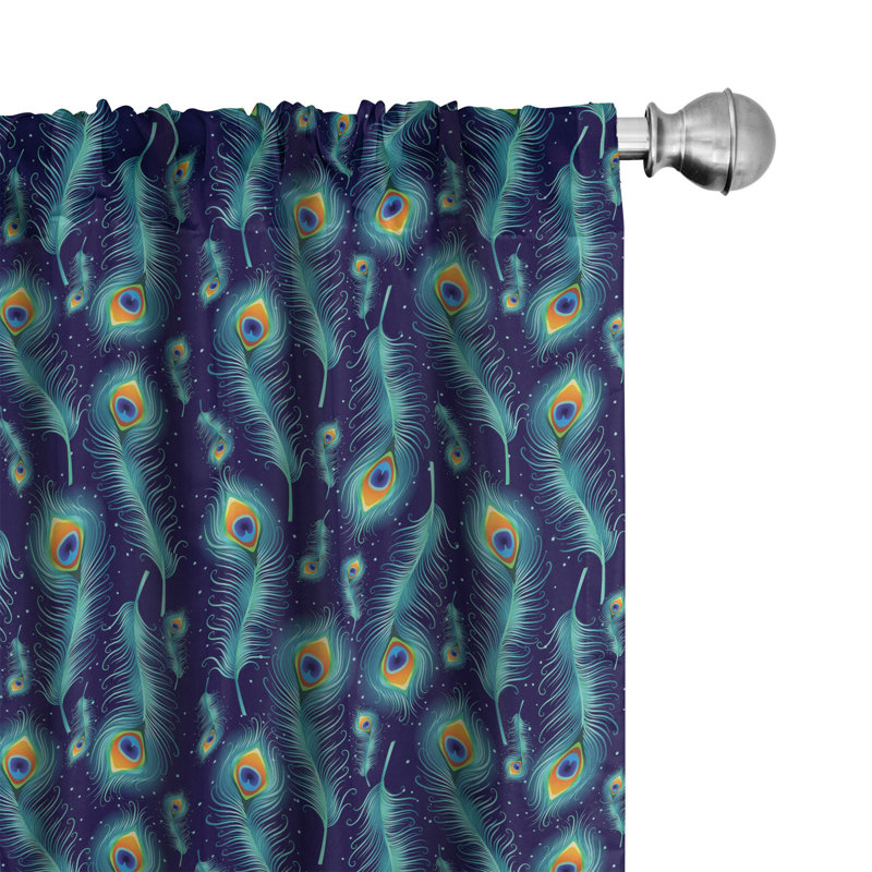 Peacock Semi-Sheer Rod Pocket Curtain Panels, 28" x 84"